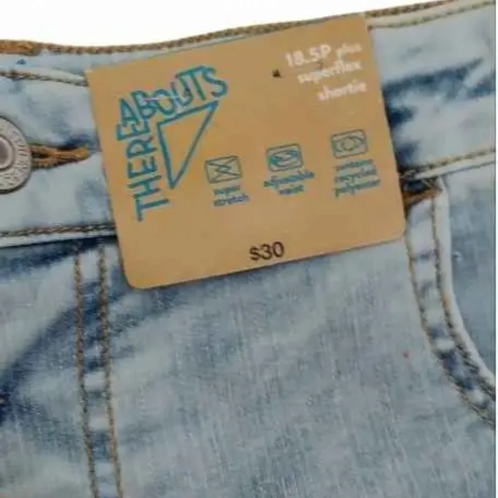 NWT Girls Light Blue Lacey Denim Shorts ~16.5,18.5 Plus